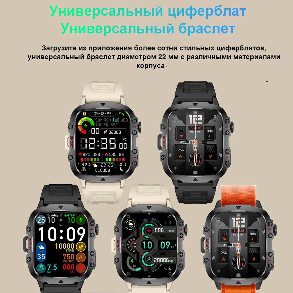 2024 New For Xiaomi Rugged Man Black Smart Watch Waterproof Sport Smartwatch Outdoor Bluetooth Call  Healthy Sports Watches