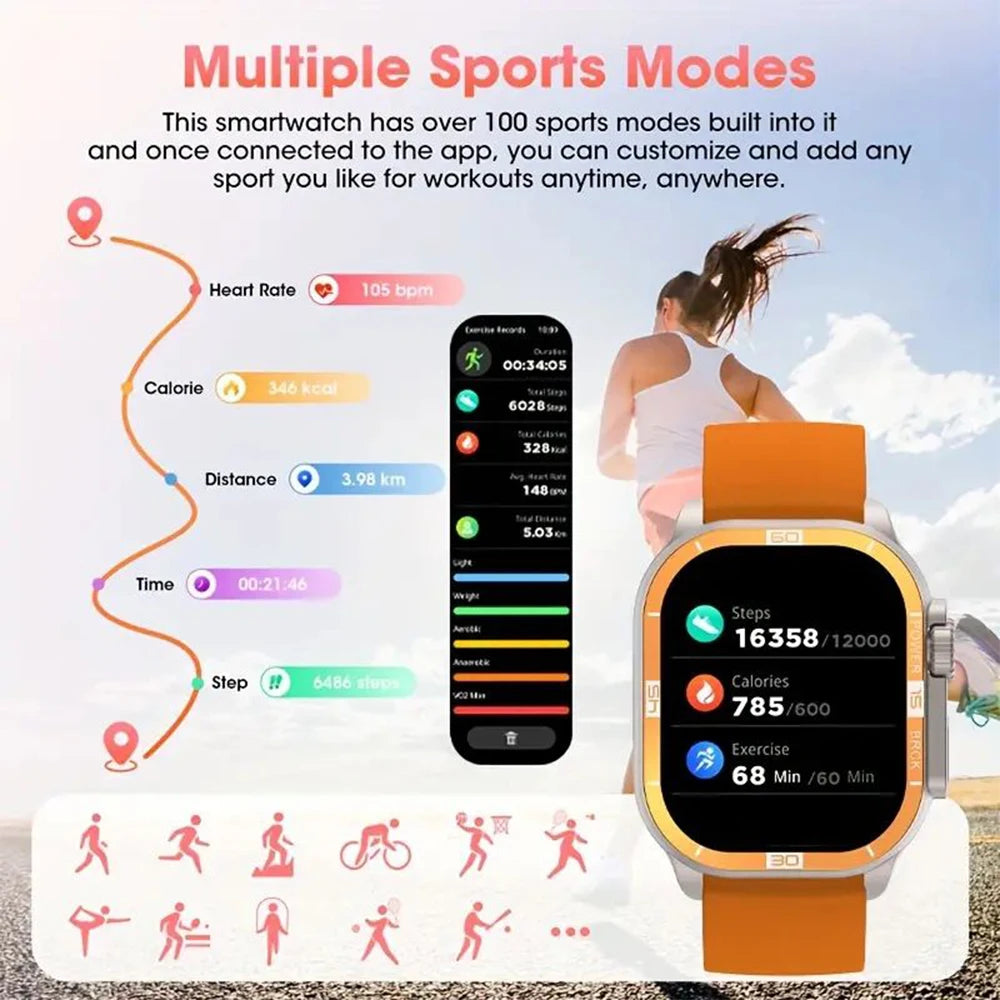 2024 Men Smart Watch NFC AMOLED 2.06 inches 410 * 502 Full Screen Touch Bluetooth Call Heart Rate Detection Women Smartwatches ﻿