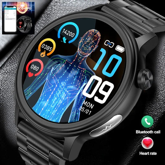 2024 New Blood Lipids Blood Glucose Smart Watch For Men ECG+HRV Fitness Tracker Bluetooth Call Clock Uric Acid Health Smartwatch