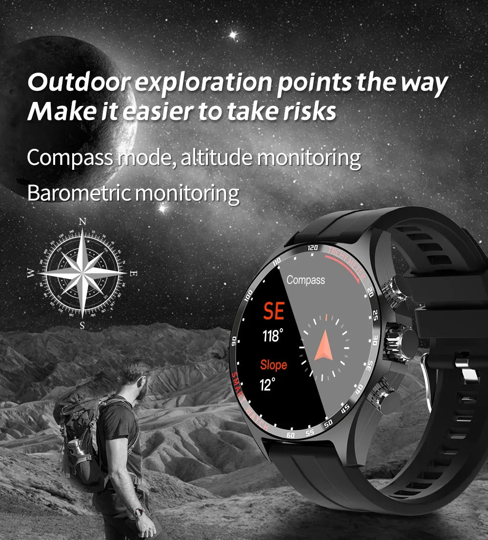 2024 New Smart Watch Men Original AMOLED HD Screen Outdoor Sports Fitness Tracker Compass Business NFC Bluetooth Call Smartwatch