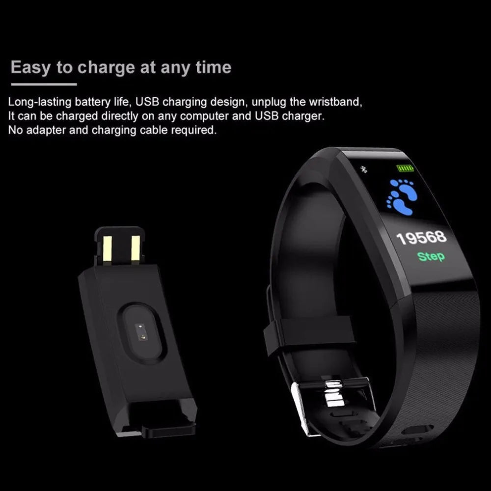 ID115 PLUS Smart Sports Bracelet Bluetooth Wristband Heart Rate Monitor Fitness Tracker Band Watch For IOS Android Phones