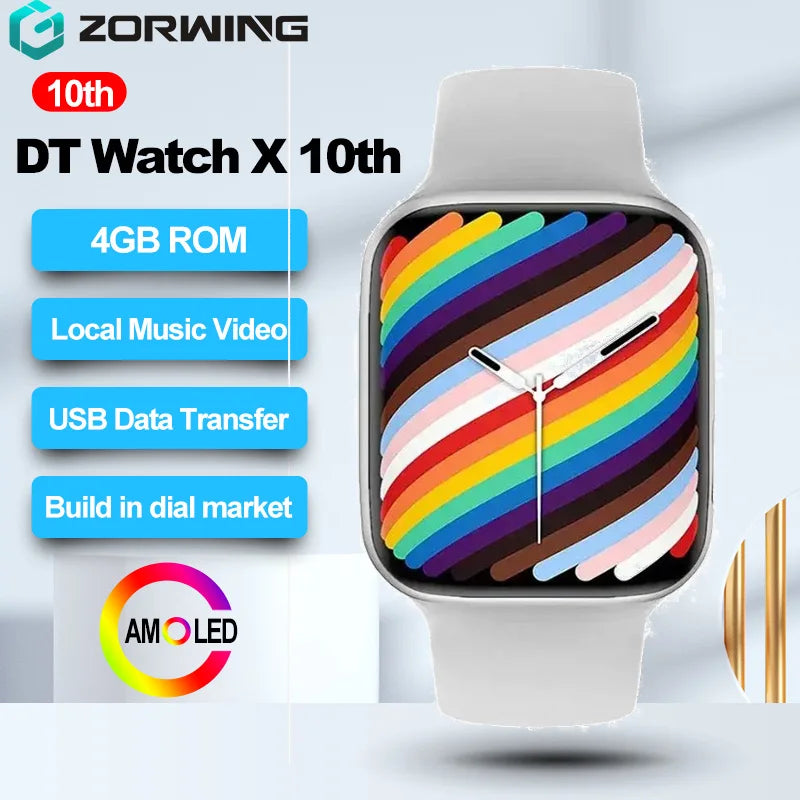 Smart Watch DT Watch X 10th AMOLED USB Disk 4GB Photo Album 46mm Sersies 10 Local Music Men Smartwatch Bluetooth Call 2024