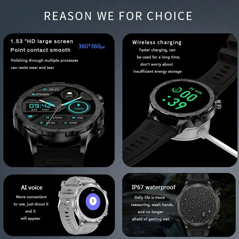 2024 New Smart Watch Bluetooth Call Multifunctional Watches IP67 Waterproof Clock Men Sport smartwatch GPS Track For Android ios