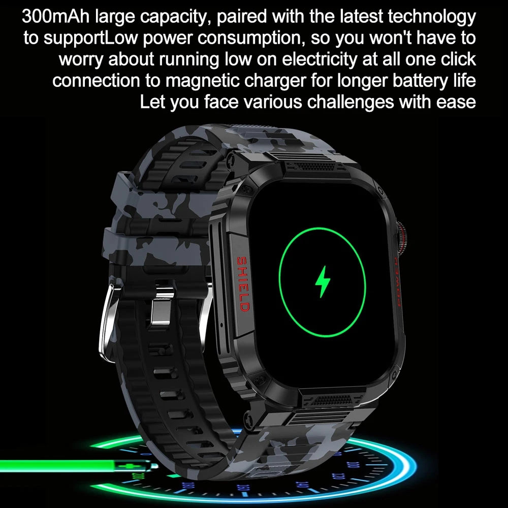 2024 New 2.02 Inch HD Large Screen Smartwatch Men 300mAh Battery Health Monitoring IP68 Waterproof Bluetooth Call SmartWatch Men