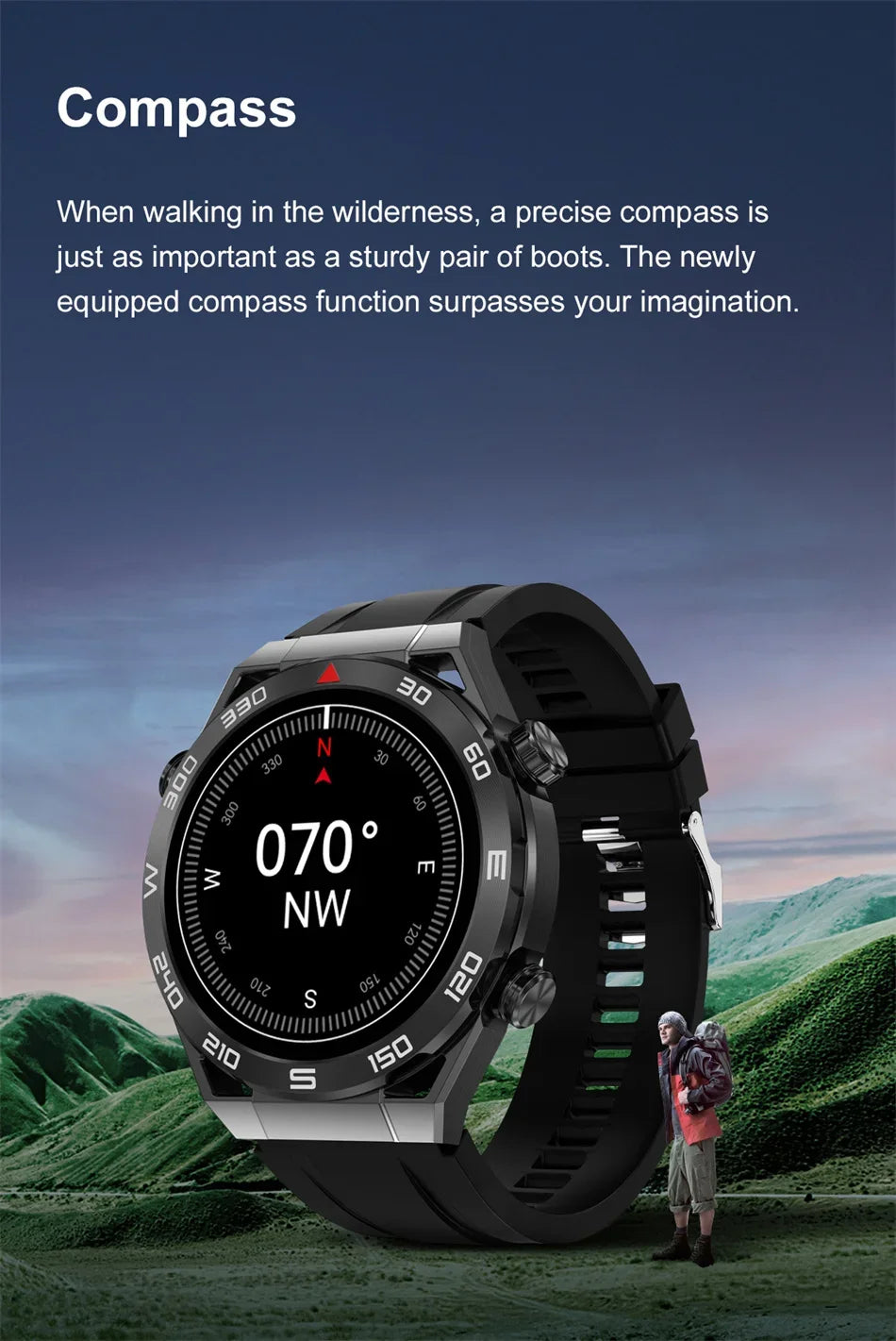 2024 New GPS Smart Watch Men 454*454 HD AMOLED Full Touch Screen Bluetooth Call NFC Watches Compass IP68 Waterproof Smartwatch