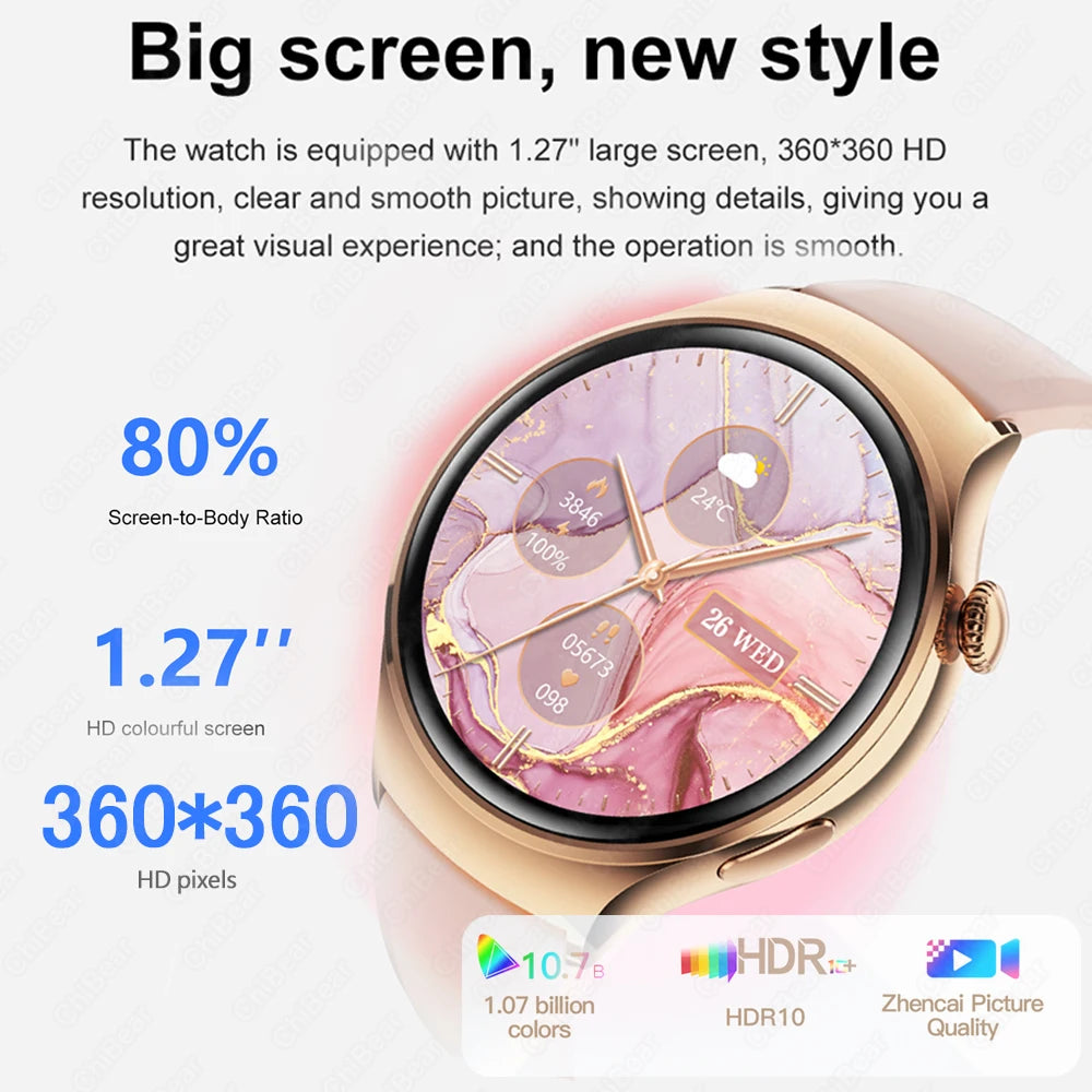 For Huawei Watch 4 mini Smart Watch Women 360*360 HD Screen Heart Rate Temperature Sport Bracelet NFC BT Calling Smartwatch 2024