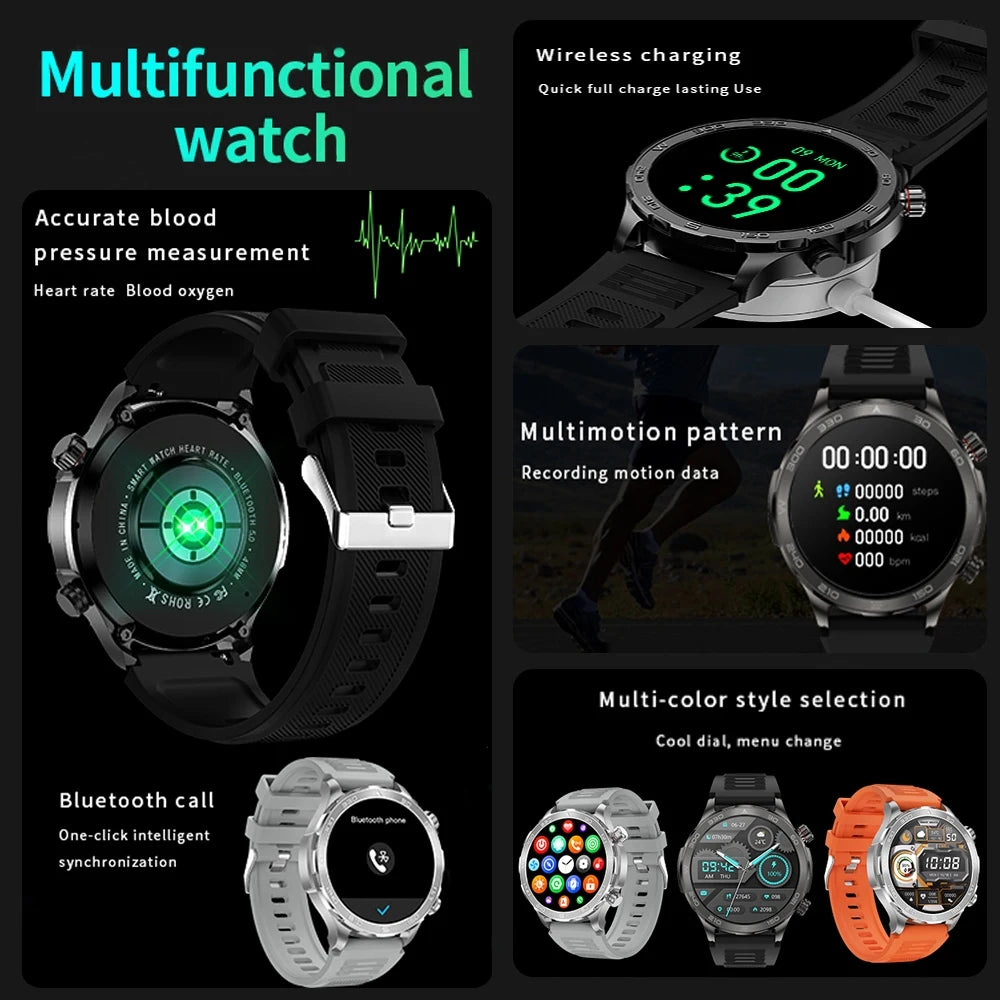 2024 New Compass SmartWatch Men Sports Fitness Tracker Health Monitoring Waterproof Bluetooth Call Voice Assistant Smart Watch