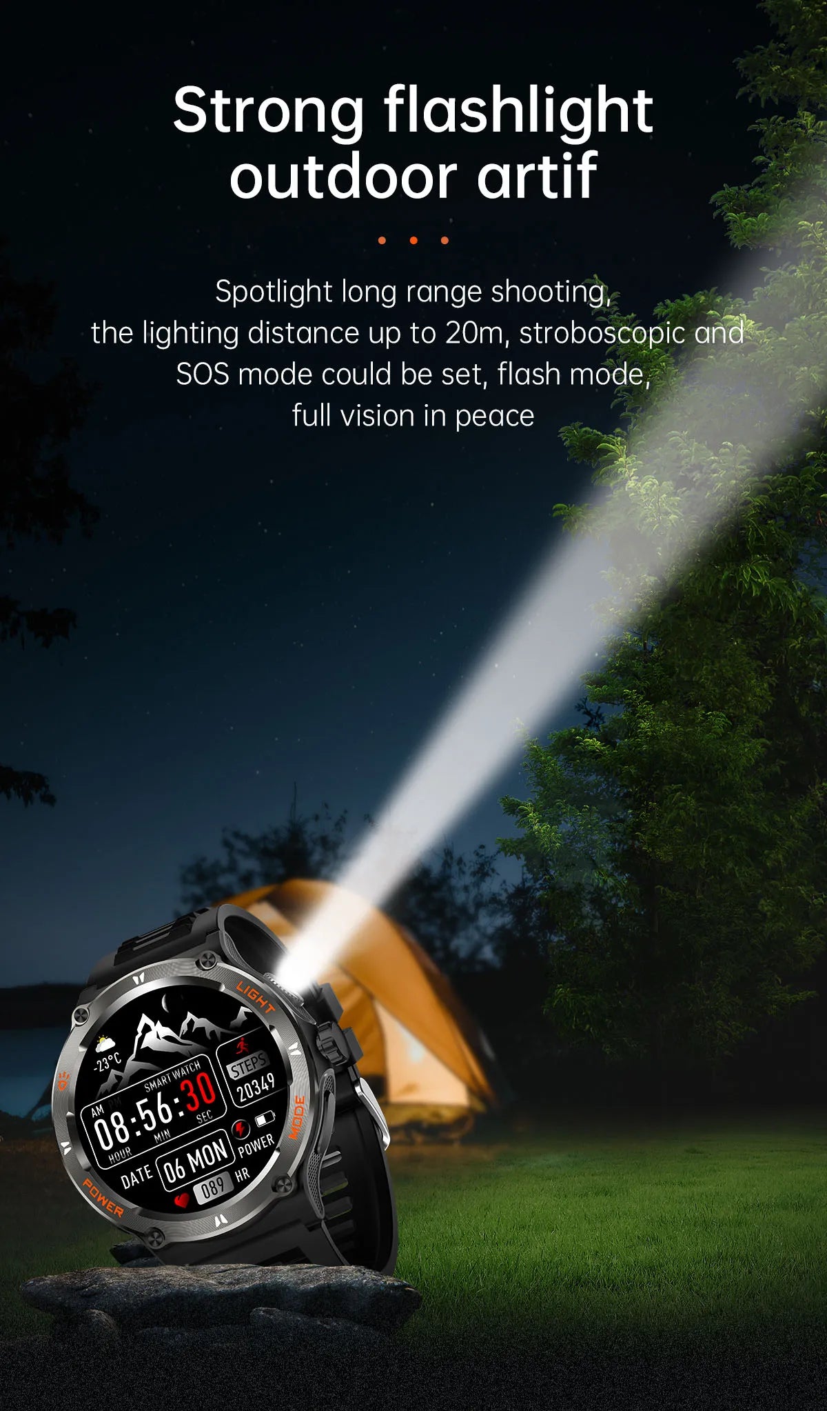 2024﻿ New For Xiaomi Military Grade Outdoors Smart Watch Men LED Light Compass Waterproof HD Bluetooth Call Sports Smartwatches