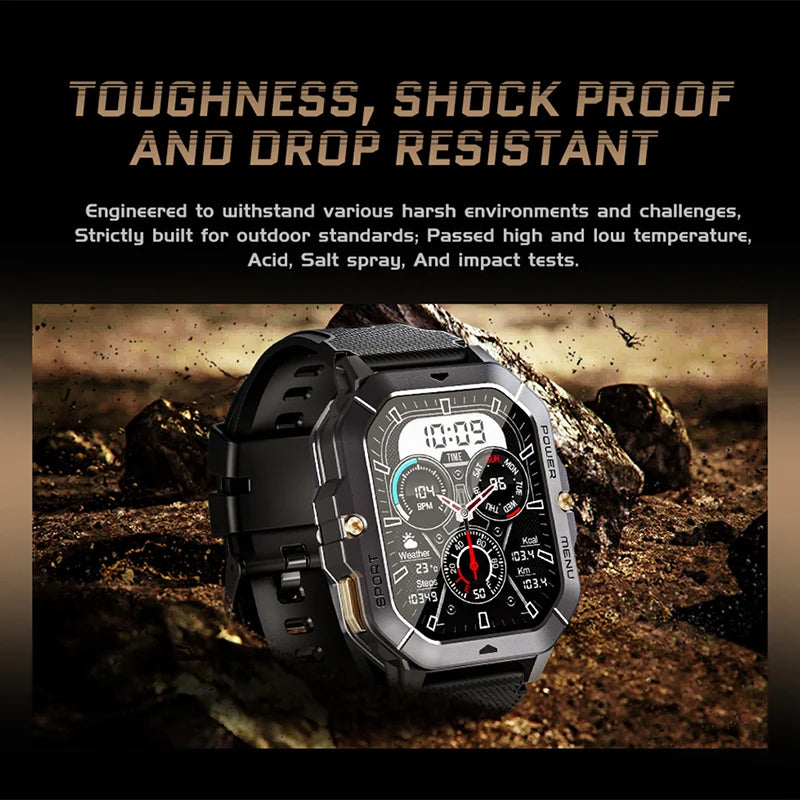 2.02 Inch Military Outdoor Smart Watch Men 400 mAh Large Battery GPS Sports Track Fitness Watch 2024 Bluetooth Call Smartwatch