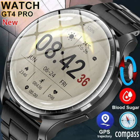 2024 New Smart Watch Men GPS Track Heart Rate AMOLED 360*360 HD Screen Blood Sugar BT Call IP68 Waterproof Smartwatch For HUAWEI