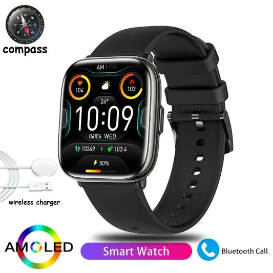 New Women Smartwatch 1.75inch AMOLED HD Screen Bluetooth Call Men Smartwatch Heart rate Sleep Track Waterproof Smartwatch 2024