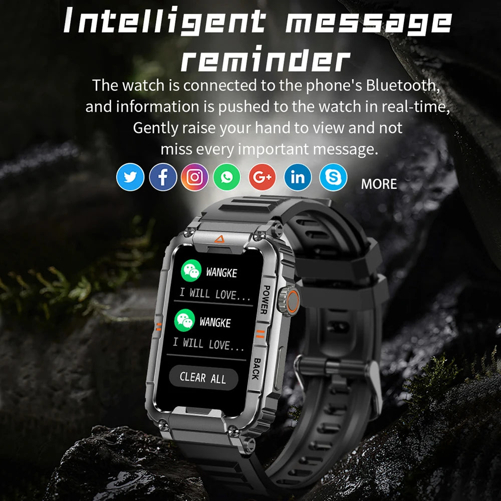 Rugged Military Smart Watch Men For Android IOS 1.57 inch Sports Fitness Watch Bluetooth Call Waterproof Smartwatch 2024 New