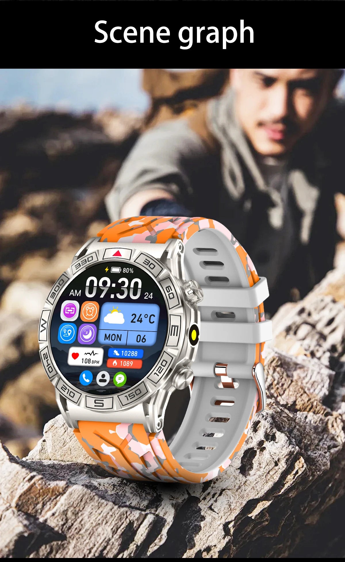 2024 New Men Outdoor Smart Watch AMOLED 460*460 Ultra HD Screen 107 Sports Modes Fitness Tracking Watch Waterproof Smartwatch