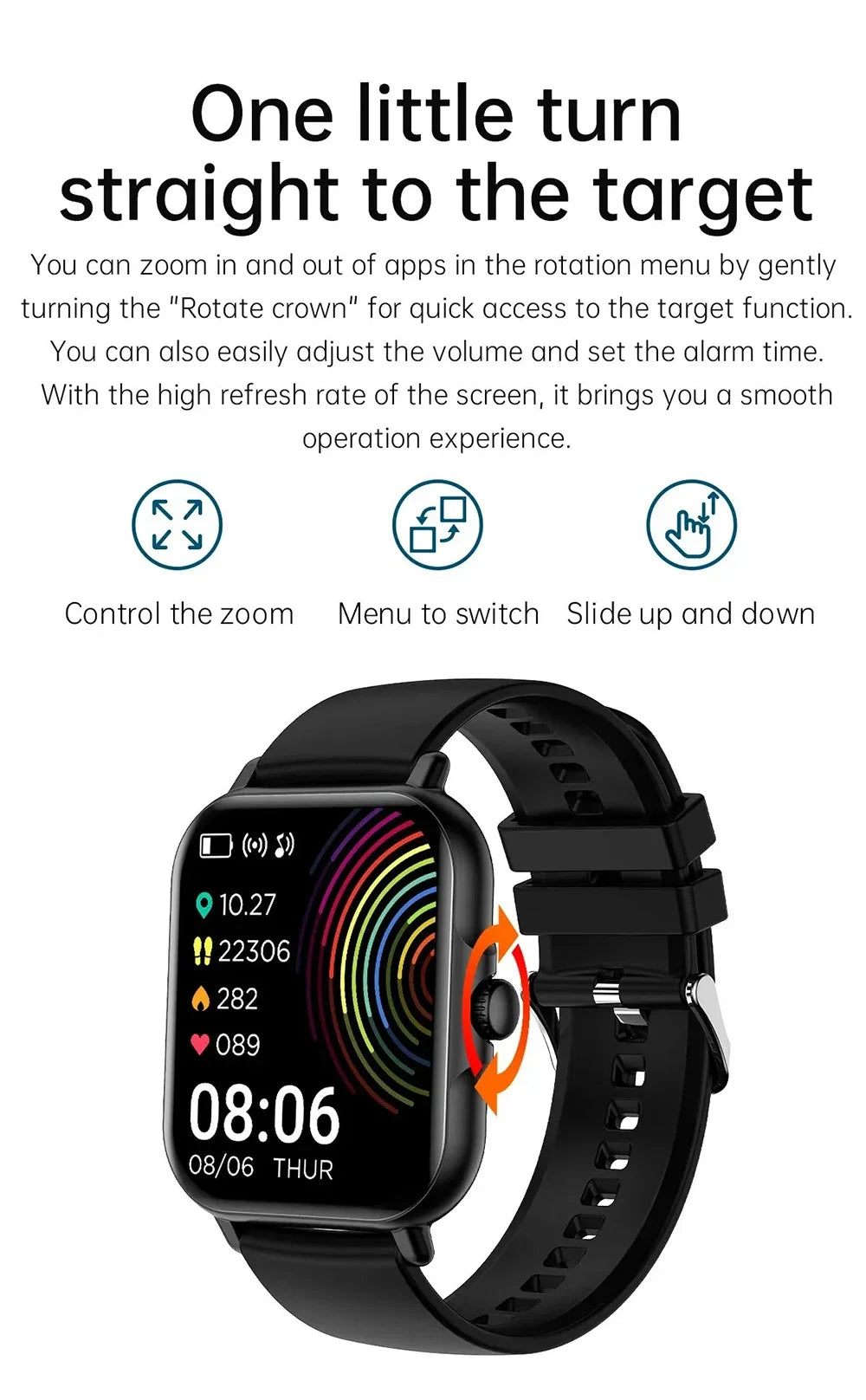 Smart Watch 2024 Android Men Women Bluetooth smarthwhatch 1.83inch Display Rotate Button Sports reloj inteligente Smartwatch