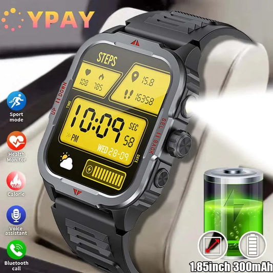 2024 New For Xiaomi Outdoor Military smartwatch Men Bluetooth Call 100+Sports Modes LED Lighting 300mAh Battery Smart Watch