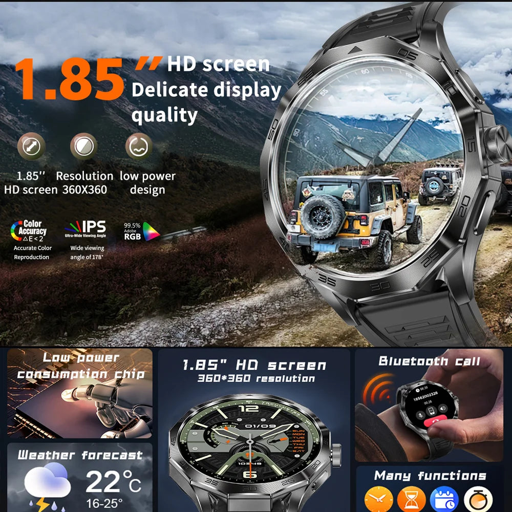 ChiBear 2024 Smart Watch Men 1.85 Inch Full Touch Screen 710 mAh Waterproof Sport Fitness Tracker Bluetooth Call Smartwatch