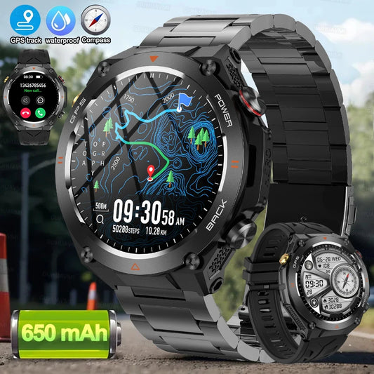 GPS Sport Tracker For Android AMOLED Smart Watch Men Heart Rate Bluetooth Call IP68 Waterproof 650mAh Smartwatch Clock 2024 New