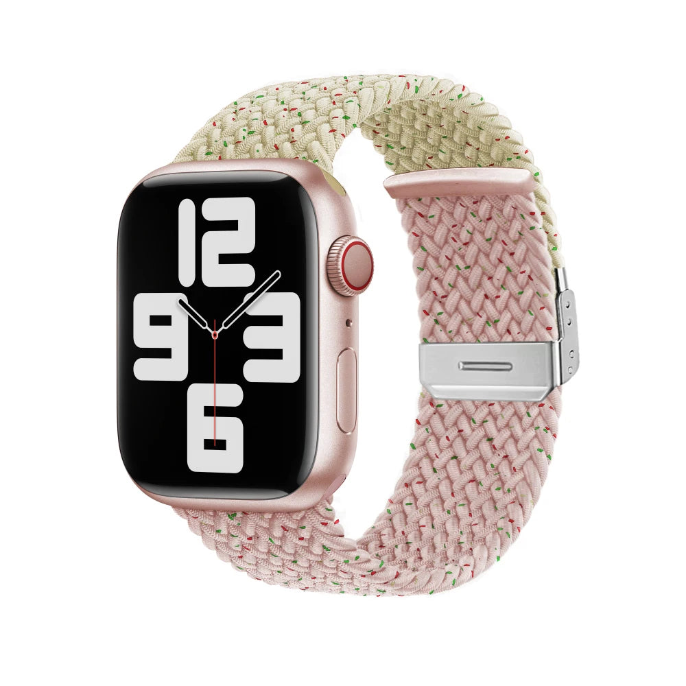 Nylon Stretch Band for Apple Watch Strap 38mm 40mm 41mm 42mm 44mm 45mm 49mm Colorblock Woven bracelet iWatch series 9 8 7 SE 6 5