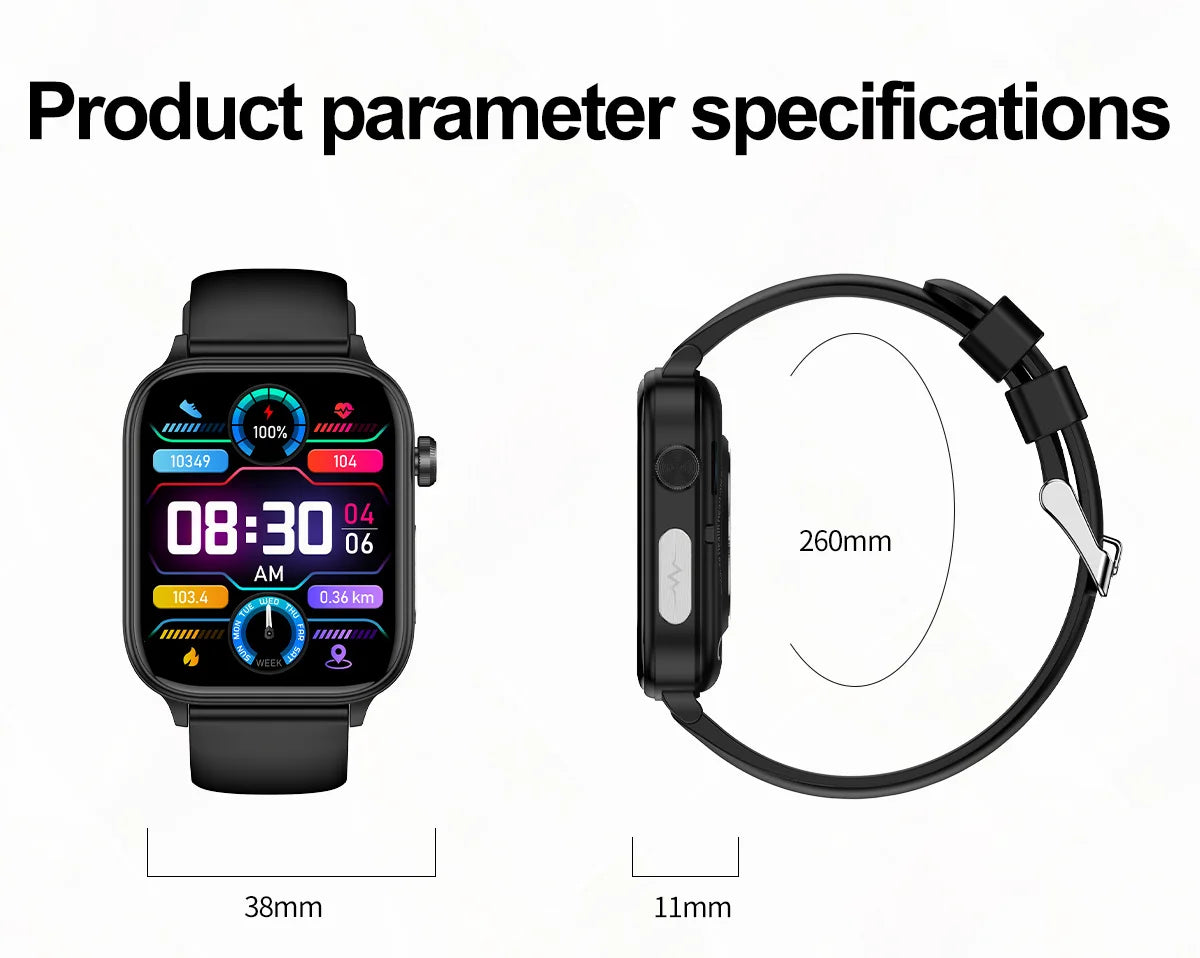 2024 New Ecg Smart Watch Men for Anroid Ios Xiaomi Watches 1.96 Inch Blood Sugar Pressure Temperature Bluetooth Call Smartwatch