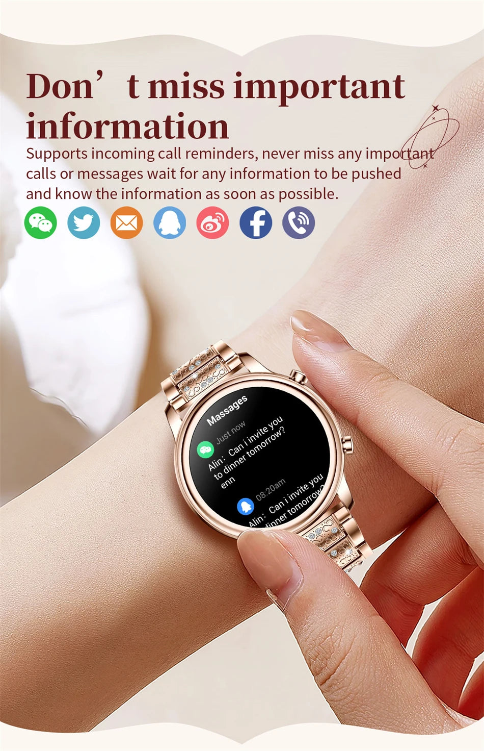 2024 New For Xiaomi 1.27 inch Women Smart Watch Heart Rate Health Custom Dial Ladies Fashion Bracelet Bluetooth Call SmartWatch