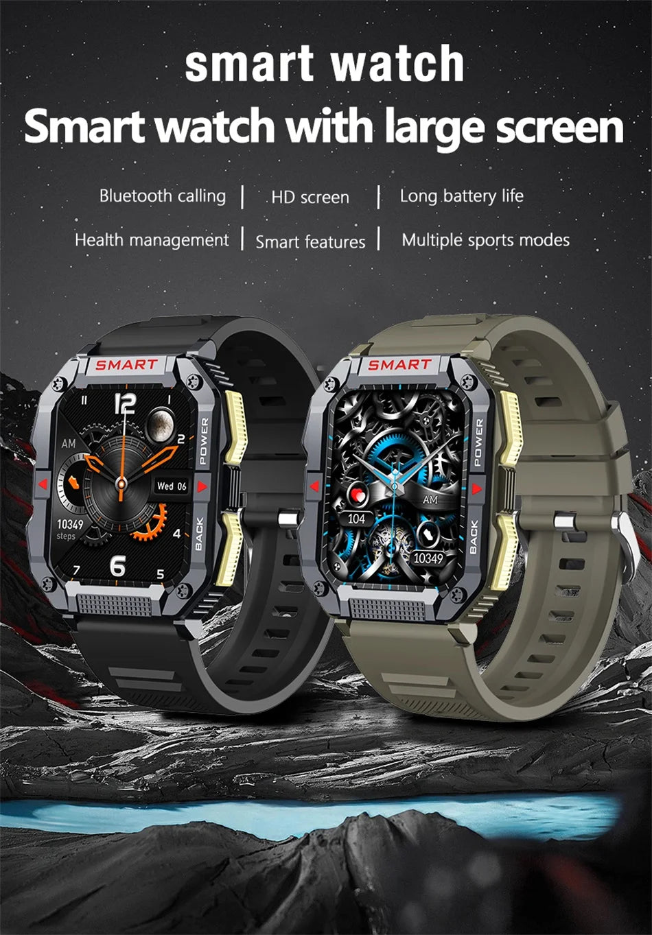 GPS Military Smart Watch Men Carbon Black Ultra Army Outdoor IP68 5ATM Waterproof Heart Rate Blood Oxygen Satm Smartwatch 2024