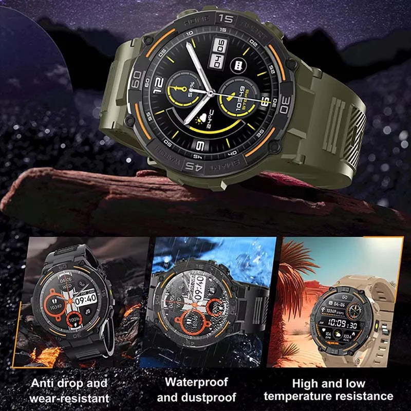 New 2024 GPS Outdoor Sports Smart Watch Men with LED Lights Bluetooth Call Heart Rate Blood Oxygen Smartwatch For Huawei Xiaomi