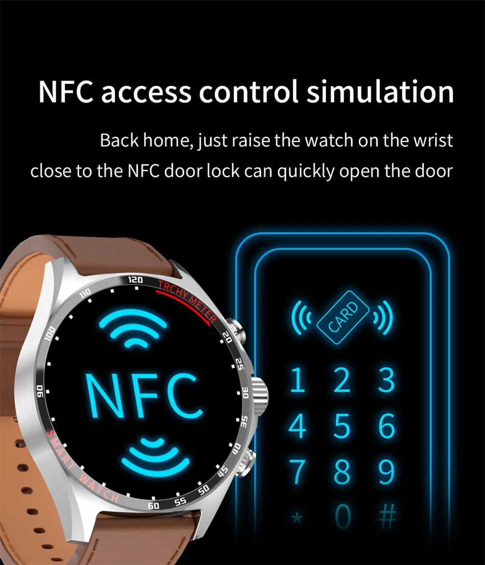 2024 NFC Access Control Compass Positioning Smart Watch Men Waterproof Smartwatch Outdoor Sports Fitness Watch For Android IOS