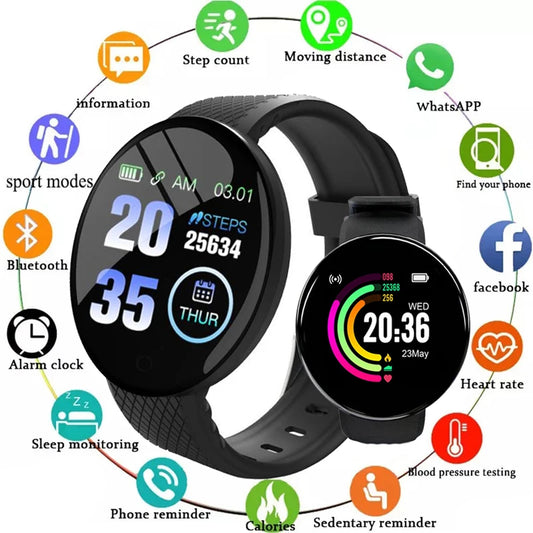 2024 New D18 Smart Watch Men Women Smartwatch Bracelet Heart Rate Blood Pressure Fitness Tracker Sport Smartband For IOS Android