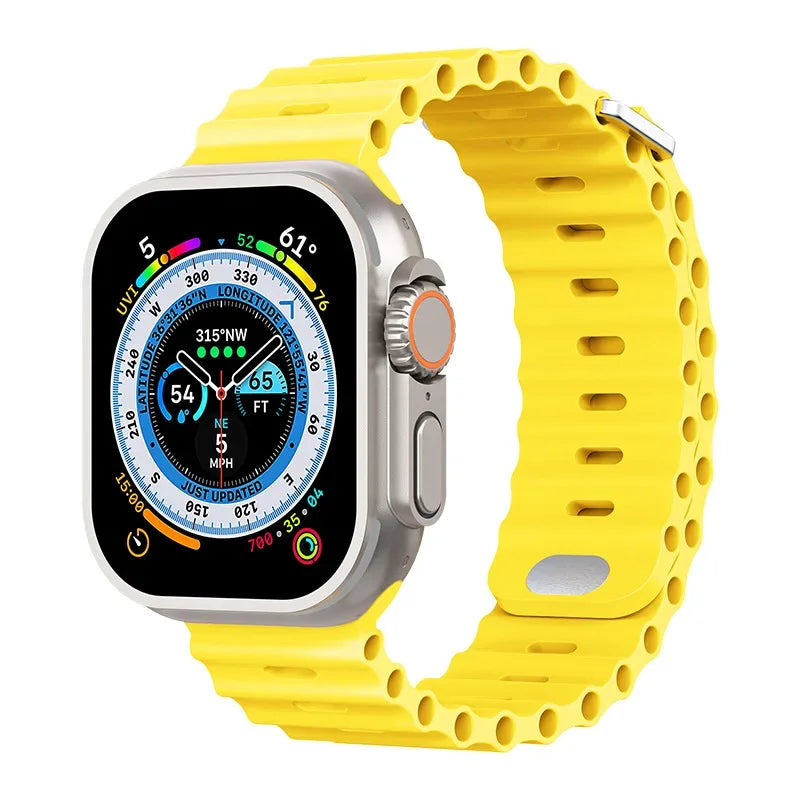 Ocean Silicone Band for Apple Watch Ultra 2 49mm 45mm 41mm 42mm 40mm Sport Bracelet iWatch Series Ultra 9 8 7 6 4 SE2 44mm Strap