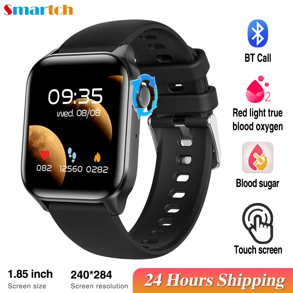 2024 New 1.85" Men Women Blue Tooth Call Smart Watch Heart Rate Blood Oxygen Sports Fitness Waterproof Bracelet Music Smartwatch