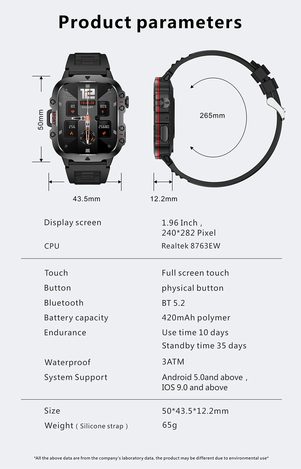 2024 New Rugged Man Black Smart Watch Men For Android Xiaomi Ios 3ATM Waterproof Sport Fitness Ai Voice Smartwatch Outdoor