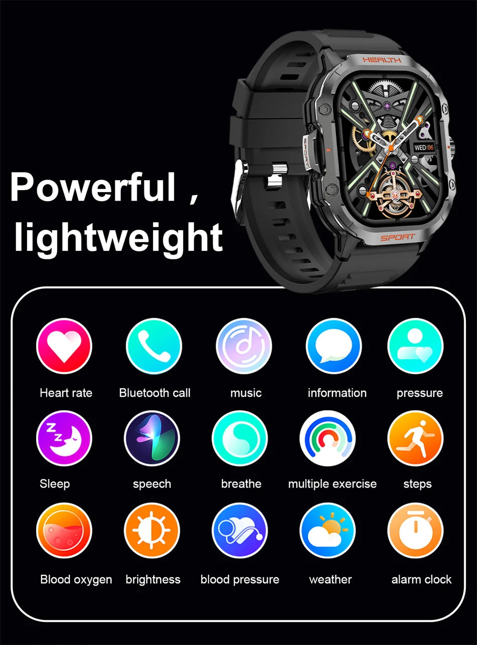 Rugged Military NFC Smart Watch Men AMOLED HD Screen Heart Rate Bluetooth Call Waterproof Outdoor SmartWatch 2024 New For Xiaomi