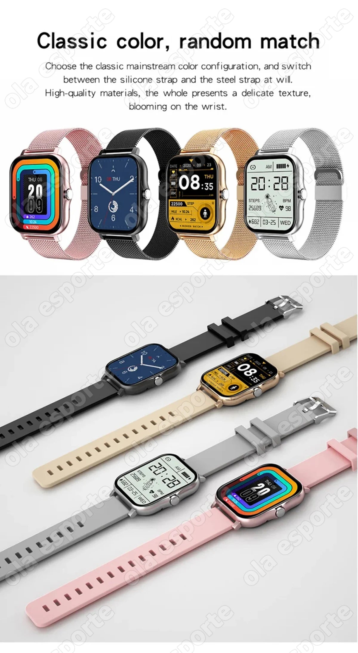 2024 New Smart Watch Android Phone 1.44'' Inch Color Screen Bluetooth Call Blood Oxygen/Pressure Monitoring SmartWatch Women Men