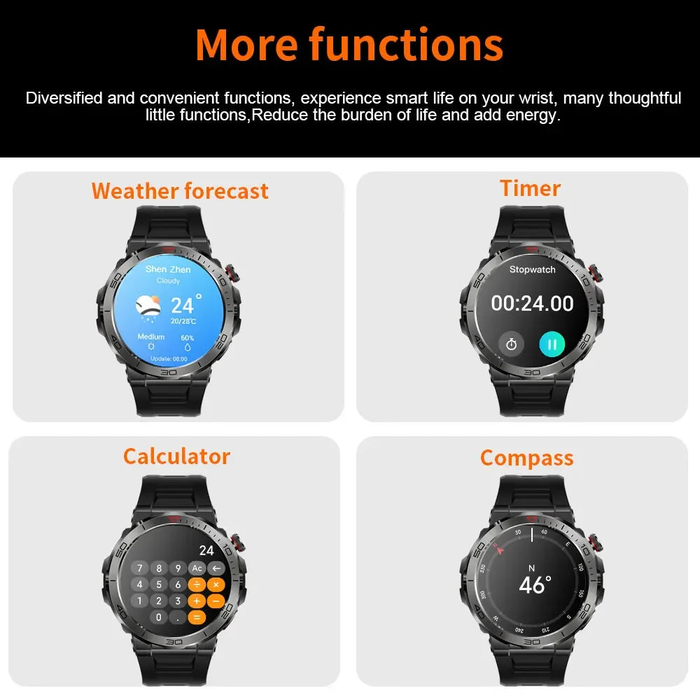 SACOSDING Amoled GPS Smart watches for men Bluetooth call Compass 2024 Sports Smartwatch For Android Waterproof Fitness Tracker