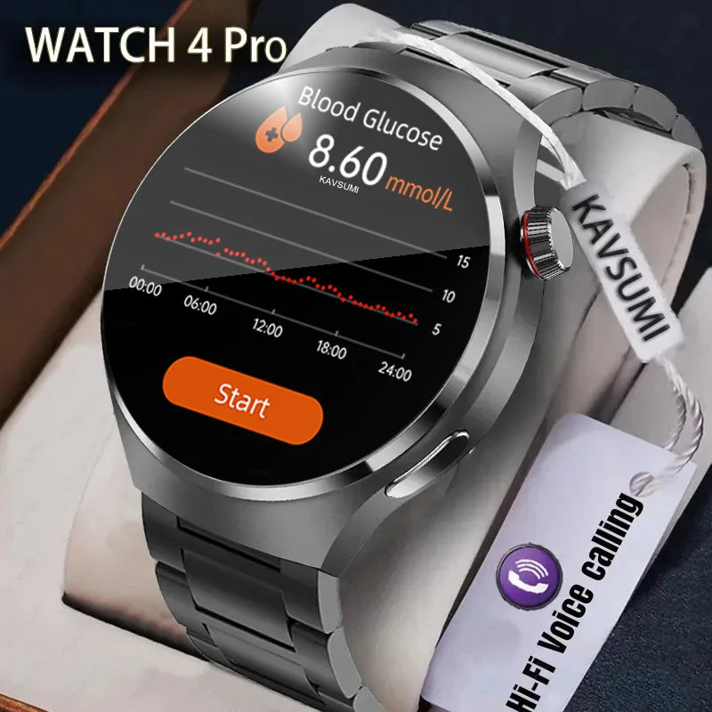 2024 New GT4 Pro GPS Smart Watch Men AMOLED 360*360 HD Screen Blood Sugar Bluetooth Call Watch IP68 Waterproof Sport SmartWatch