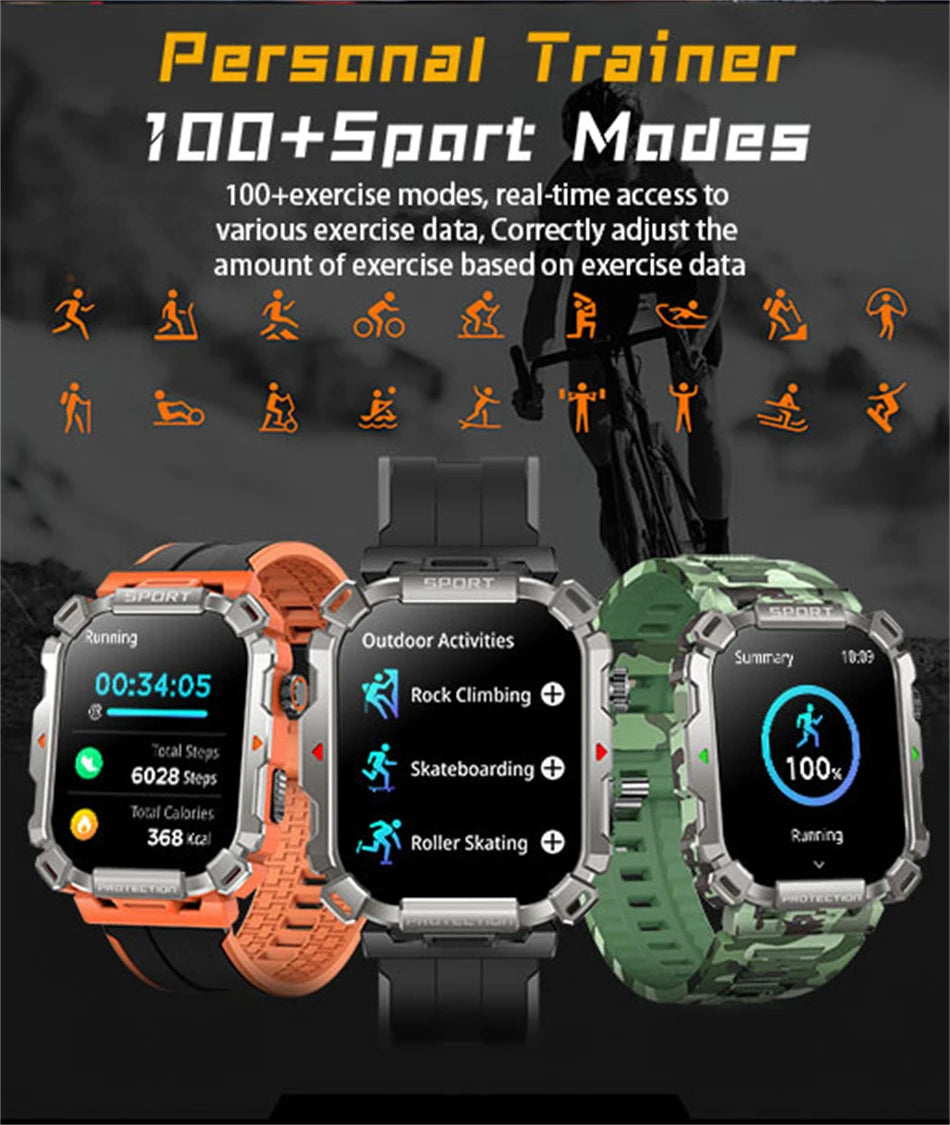 2.01 Inch HD Screen Smartwatch Men Health Monitoring Sports Fitness Tracker IP68 Waterproof Smart Watch 2024 New For Android IOS