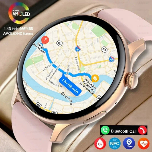 2024 Smartwatch Women 466*466 AMOLED 1.43" HD Screen Always Display Time Bluetooth Call IP68 Waterproof Sports Smart Watch Men