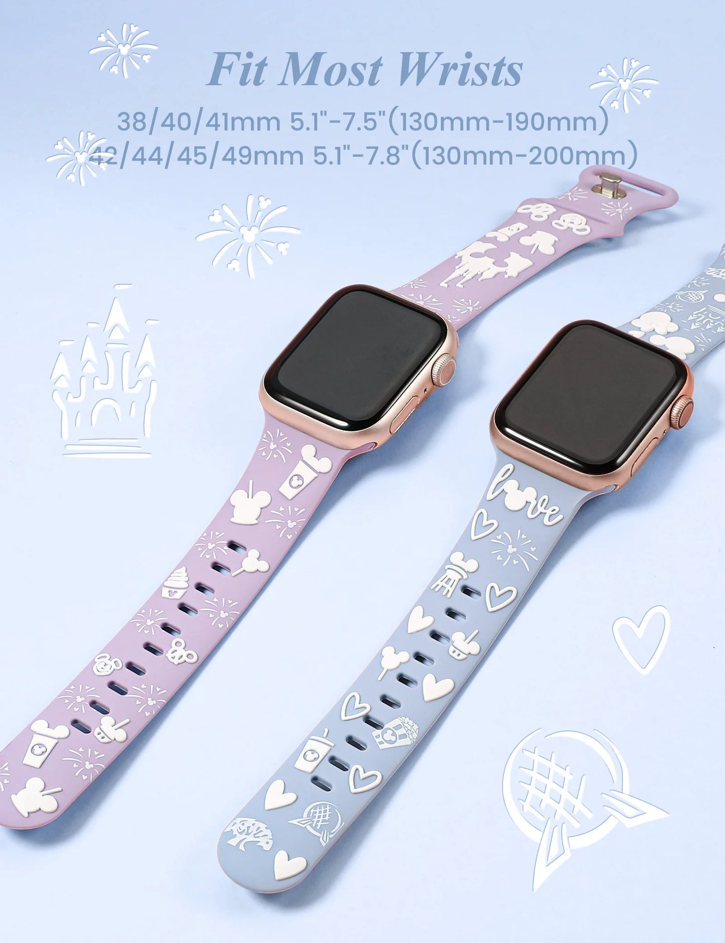 Wearlizer 3D Cartoon Band for Apple Watch Band 41/40/38/49/45/44/42mm Cute Two-Tone Silicone Strap for iWatch SE 9 8 7 6 5 Ultra