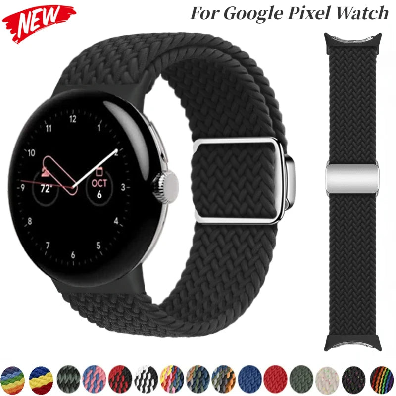 Nylon Braided Magnetic Strap for Google Pixel Watch 2 Band Replacement Belt Wristband Fabric Bracelet Pixel Watch 2 Accessories