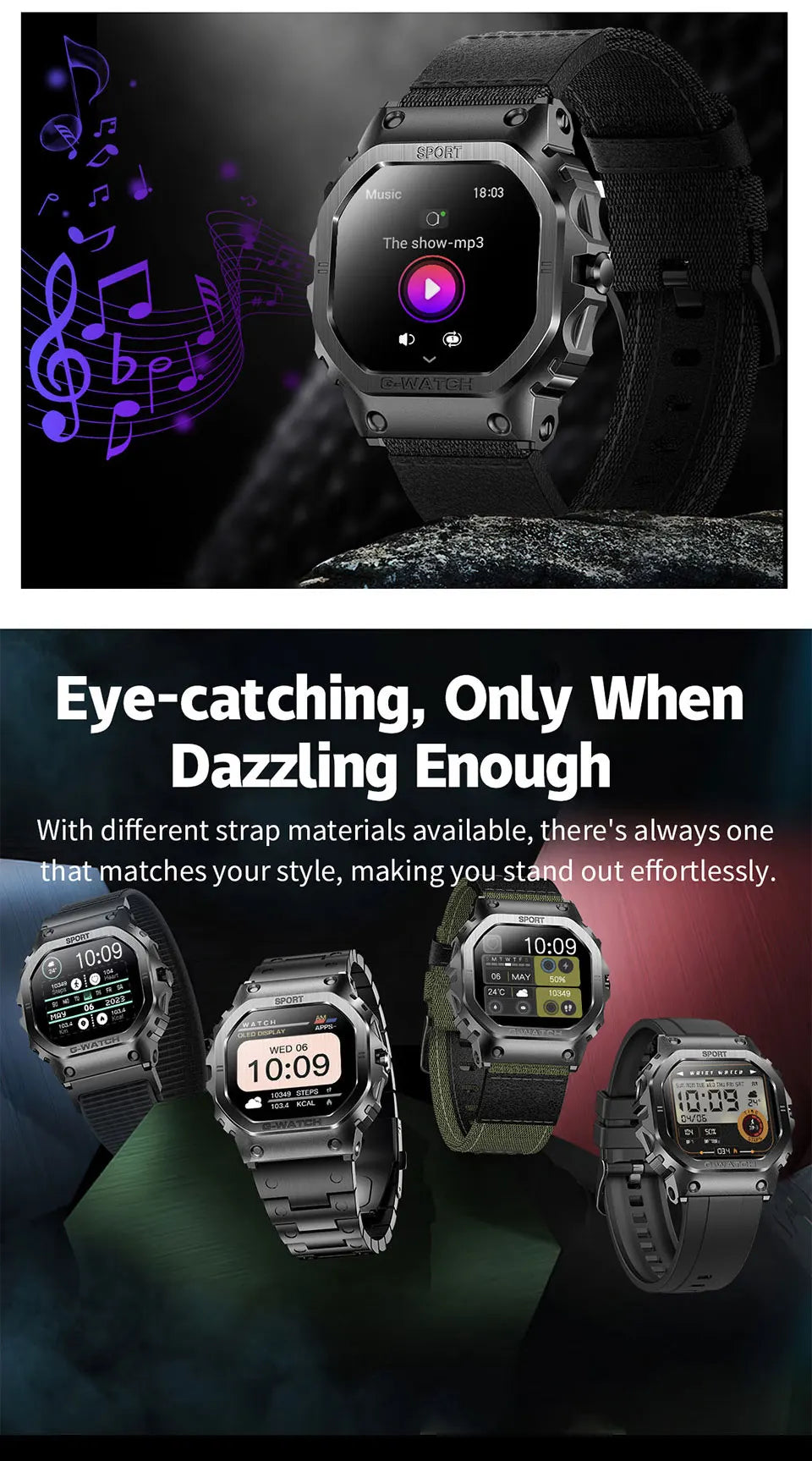 2024 New Smart Watch Men Women 1.57" Screen BT Call Sports Bracelet Blood Oxygen IP68 Waterproof Watch Clock For Android Ios