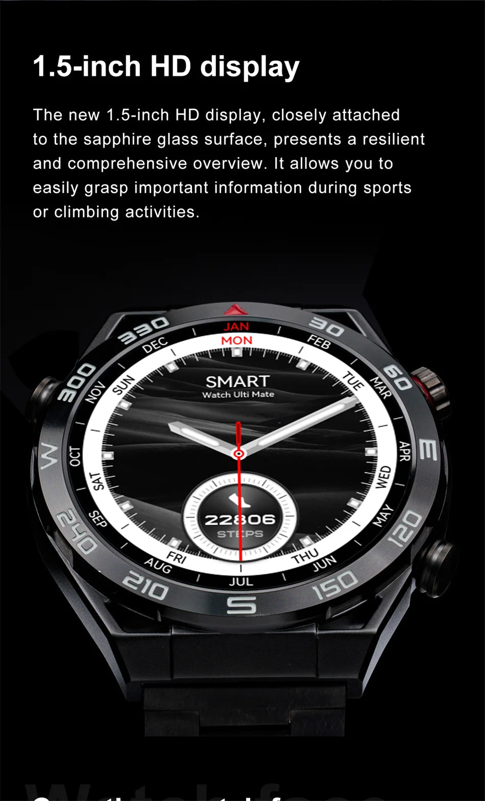 2024 NFC AMOLED Smart Watch Men Custom Dial Answer Call Sport GPS Track Compass IP68 Waterproof Smartwatch For Huawei Ultimate