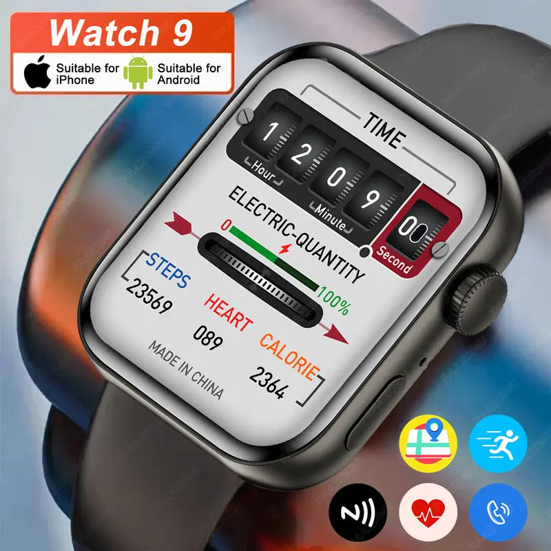 2024 New Smart Watch 9 NFC Bluetooth Call Heart Rate Sport Fitness Waterproof 1.83“ Screen Wireless Charging Men For Android iOS