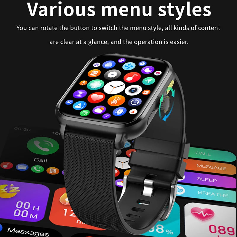 For Huawei Xiaomi AMOLED Smart Watch Men Blood Sugar Bluetooth Call GPS Sport Tracker IP68 Waterproof Women Smartwatch 2024 New