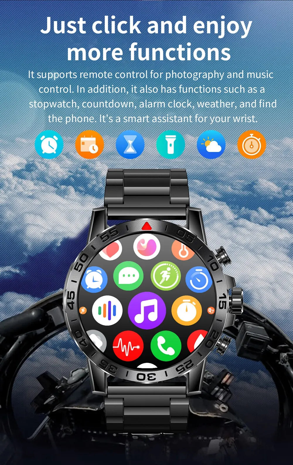 2024 Outdoor Smartwatch For Men Heart Rate Sports Sleep Monitor Big Rugged Smart Watch Compatible With Android Ios