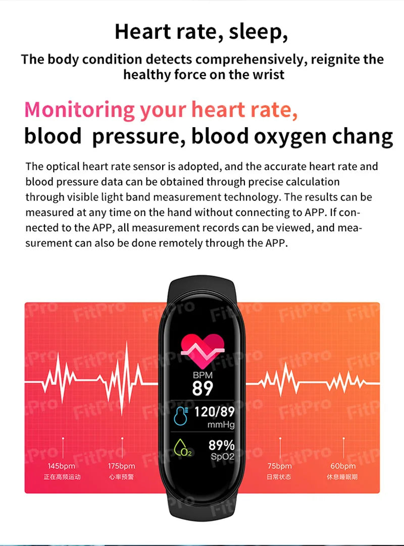 Band 7 Smart Watch Men Women Smartband Heart Rate Smartwatch Fitness Tracker Blood Pressure Sport Smart Bracelet for Band 7