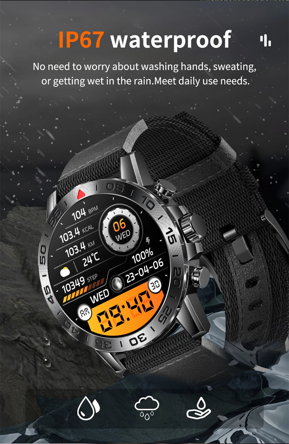 2024 New Bluetooth Call Smart Watch Men Heart Rate Sports Fitness Tracker Watches IP67 Waterproof Smartwatch Man For Android IOS