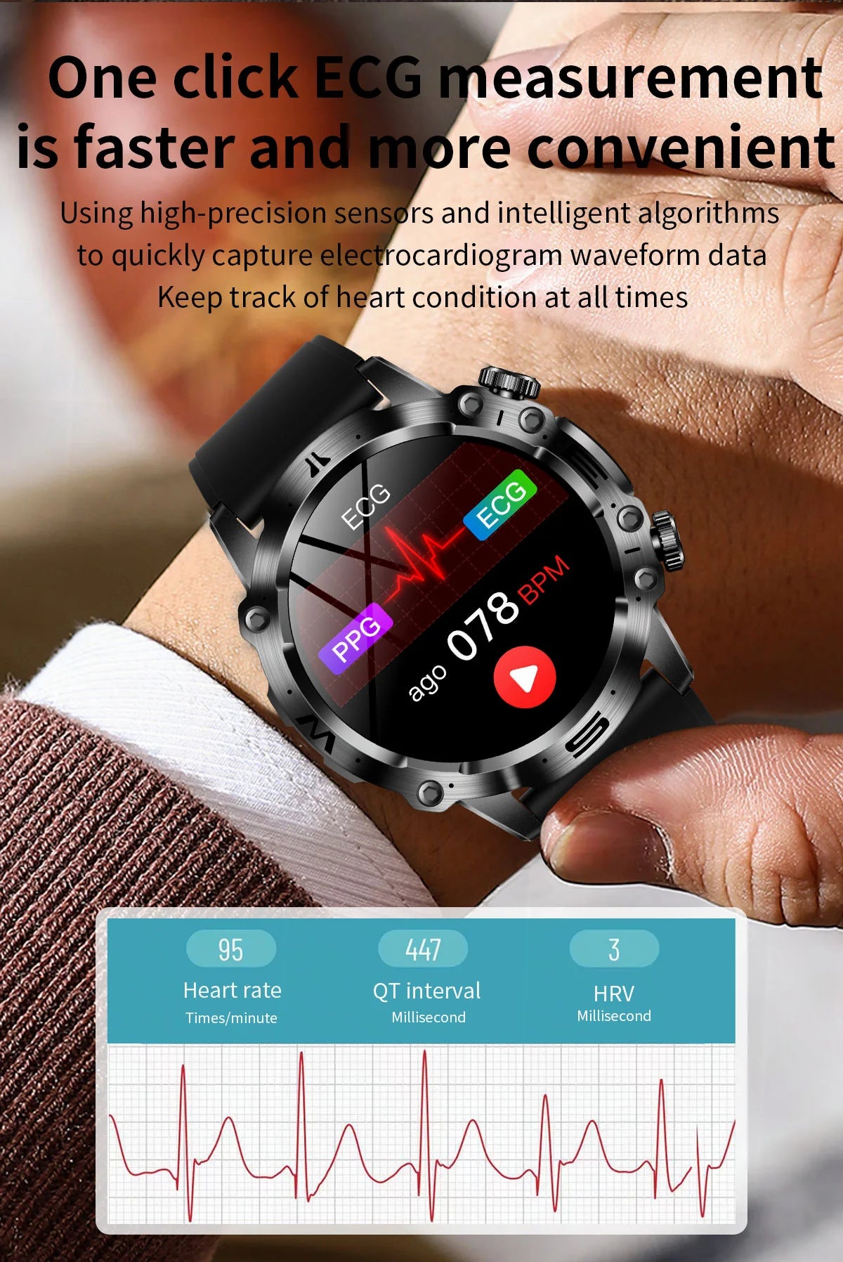 2024 New Smart Watch for Men Blood Glucose ECG Watches Lipids Uric Acid Fitness Tracker Clock Health Smartwatch Bluetooth Call