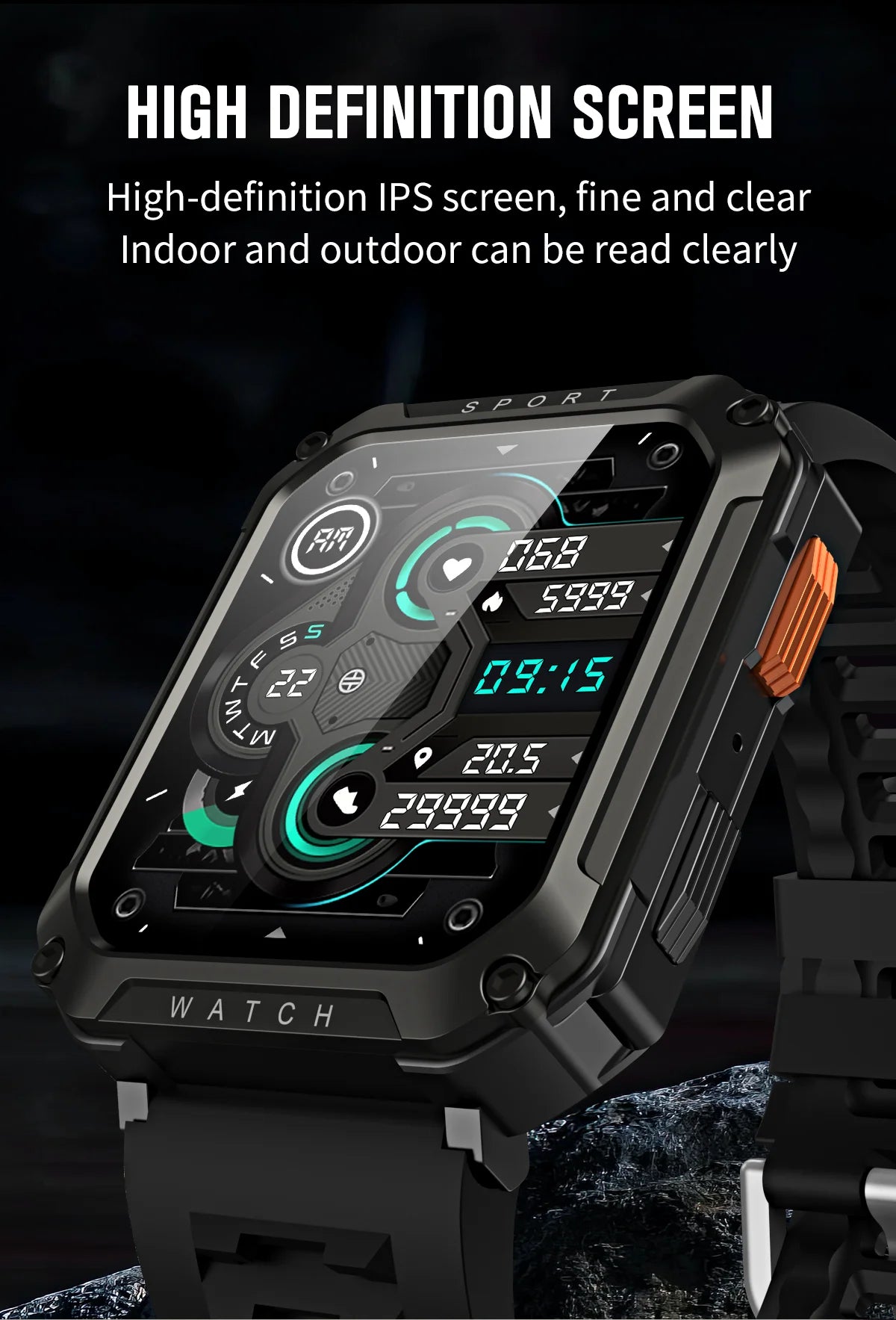 2024 Men's Outdoor Rugged Military BT Call Smart Watch Sports Fitness Tracker Heart Monitor Waterproof Smartwatch For Xiaomi