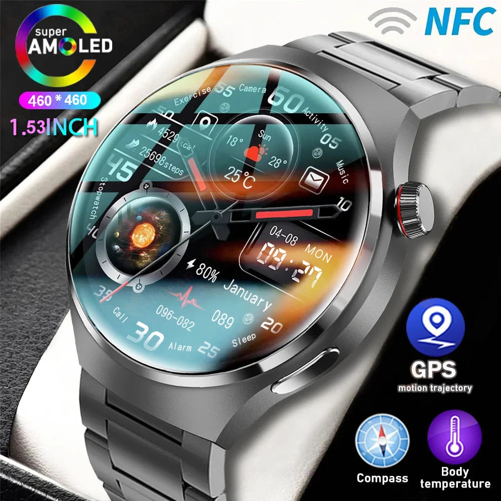 2024 NewFor Huawei 360*360 AMOLED HD Screen Smart Watch Men Watch 4 Pro Bluetooth Call GPS NFC Heart rate Blood Sugar SmartWatch