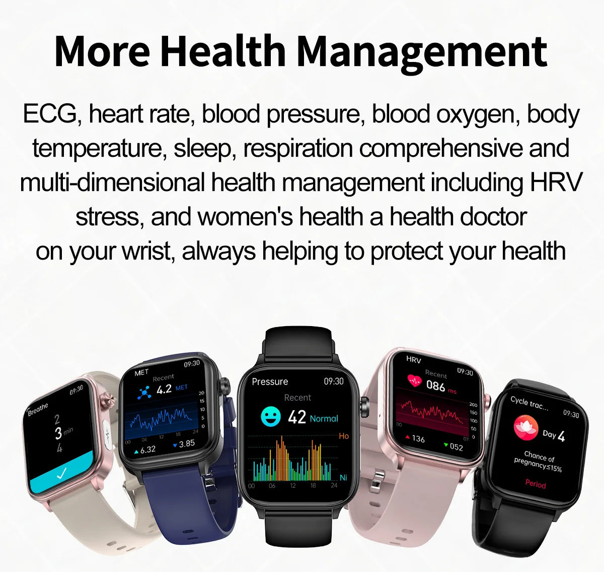 2024 New ECG PPG Smartwatch Ladies Uric Acid Watches  Blood Glucose Heart Rate Pressure Bluetooth Call Smart Watch Women for Ios